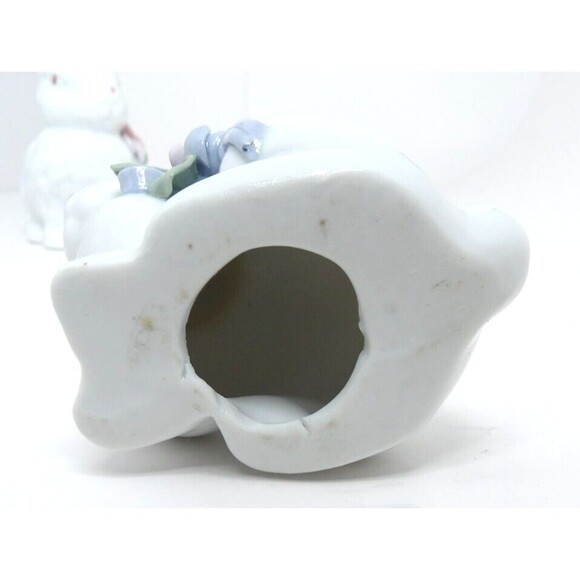 2 Porcelain White Rabbit Bunny Figurines Hand Painted Ceramic Spring Decor VTG - Picture 10 of 16